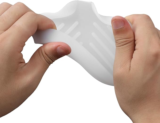 Silicone Bathroom Soap Dishes with Drain Spout-Bathroom and Kitchen Sink Organizer,Sponge Holder,Dish Soap Tray,Perfect for Dispenser,Scrubber,Bottle,Cup on Counter Translucent 4.9"×3.2"