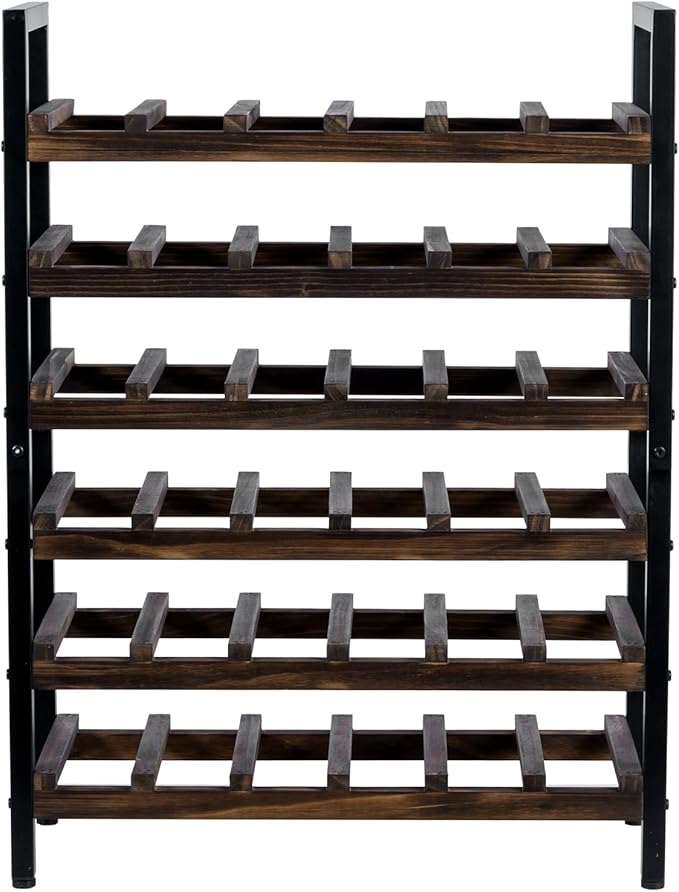 MyGift Wine Rack Freestanding Floor Stand, 9 Tier Wine Bottle Shelf - Holds up to 54 Bottles (Solid Wood)