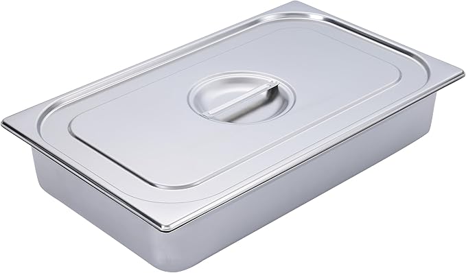 BIRDROCK HOME Stainless Steel Steam Table Pan Lids - Restaurant and Catering Supplies - 24 Gauge Steel - Perfect for Meal Prep, Cooking, and Food Storage Container - 6 Pack, Fits Full-Size Hotel Pans