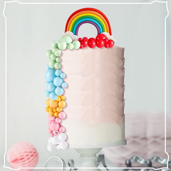 108 Pcs Balls Cake Topper DIY Cupcake Insert Foam Balloons for Cake Baking Wedding Anniversary Birthday Decoration(Pastel Colors,Multi Sizes)