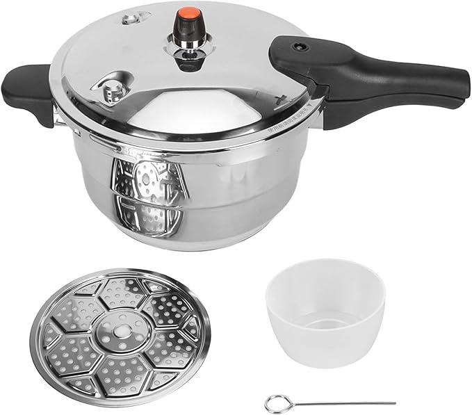 80Kpa Pressure Cooker Stainless Steel 8L Large Capacity, Pressure Canner with Steaming Rack Compatible with Gas & Induction Cooker (5L)