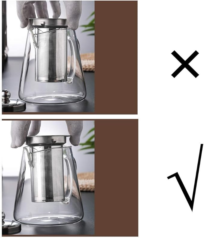 Glass Teapot with Infuser Tea Pot 32oz/43oz Tea Kettle Stovetop Safe Blooming and Loose Leaf Tea Maker Set (43oz/ 1300ml)