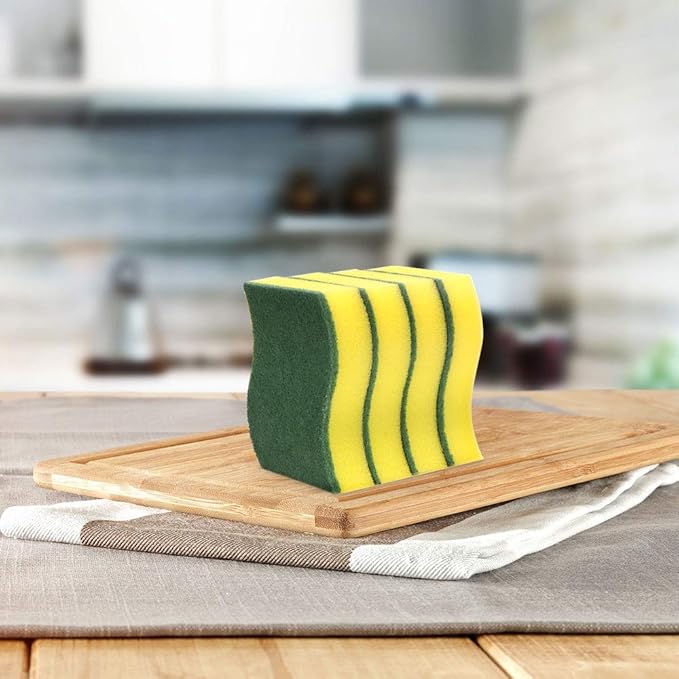 AIDEA Heavy Duty Scrub Sponge-12 Count, Kitchen Dish Sponge, Stink-Free Cleaning Sponge, Effortless Cleaning Eco Scrub Pads for Dishes,Pots,Pans All at Once