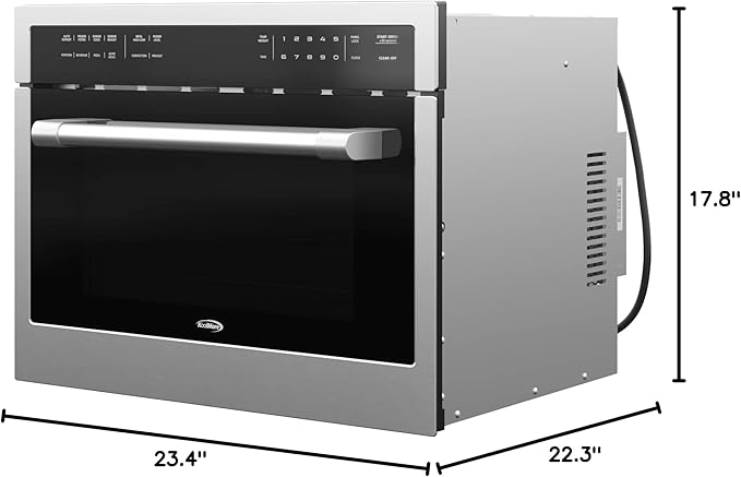 KoolMore 24 Inch Built-in Convection Oven and Microwave Combination with Broil, Soft Close Door, 1000 Watt Power, Stainless Steel Finish, Touch Control LCD Display (KM-CWO24-SS)