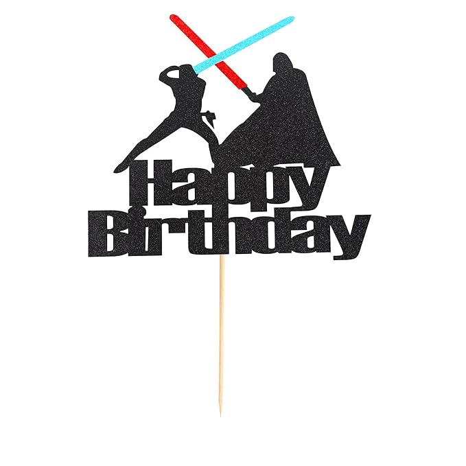 Arthsdite 1Pc Darth Vader Happy Birthday Cake Topper Alien War Cake Pick - Children's Birthday Baby Shower Party Supplies Decorations For Boys