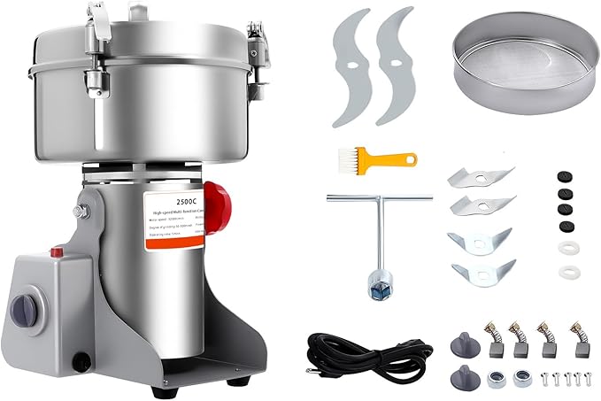 Electric Grain Mill Grinder, 2500g/5.51lb High-speed 32000r/min Food Grinder, 110V 4500W Countertop Grain Mill for Dry Spice Herbs Grains Coffee Rice Pepper (2500g)