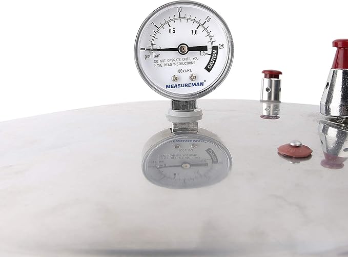 MEASUREMAN Stainless Steel Pressure Cooker Gauge, Pressure Canner Gauge, Steam Pressure Gauge, 2" Dial, Lower Mount, Including Hexagon Gasket and Nut