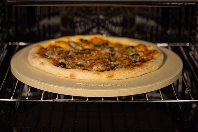 K ROCKSHEAT Pizza Stone Round, 12 Inch Cordierite Pizza Stone for Grill and Oven, 12" Durable Bread Baking Stone, Easy to Clean