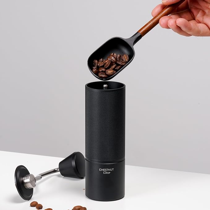 TIMEMORE Manual Coffee Grinder with Stainless Steel Espresso Coffee Bean Grinder Chestnut C3 ESP Internal Adjustable Setting, Double Bearing Positioning Black