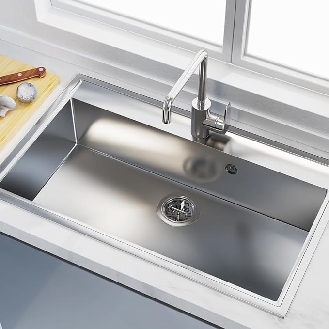 KONE Kitchen Sink Drain Sink Strainer 3-1/2 Inch Drain Assembly Kit Replacement for Universal 3.5 Inch Kitchen Sink, All Stainless Steel Body with Strainer Basket and Drain Stopper (Stainless)