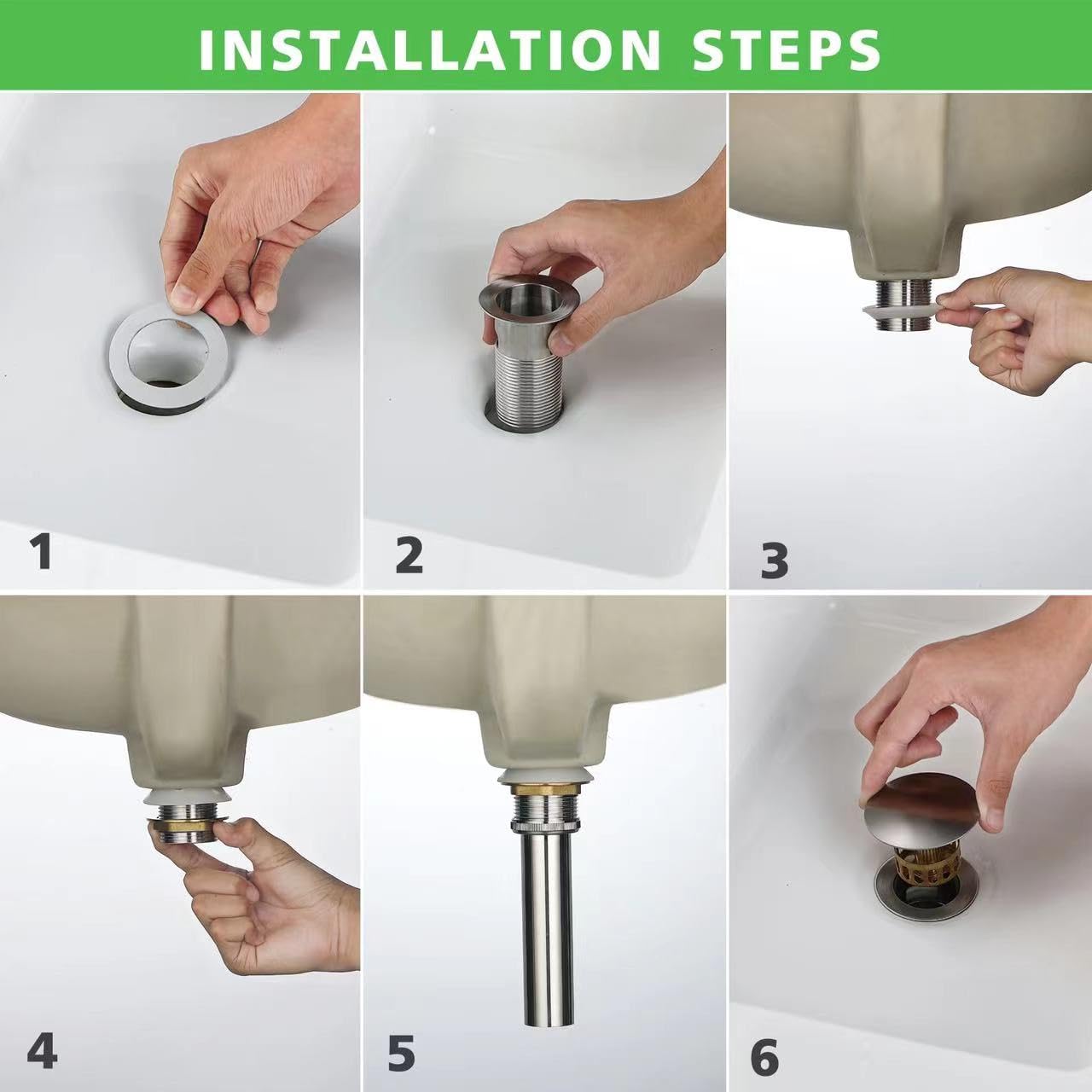 Brushed Nickel Stainless Steel Pop up Drain for Bathroom Sink with Detachable Basket Bathroom Sink Drain with Overflow Sink Drain Strainer