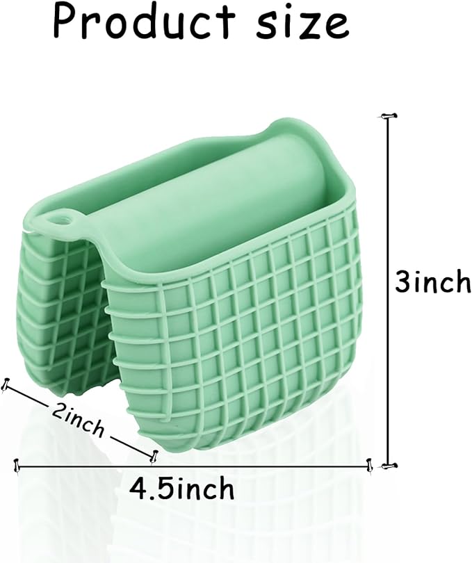 Mini Silicone Oven Mitts Set, Oven Mitts Heat Insulation, Oven Gloves for Kitchen Cooking and Baking, Protecting Fingers Mini Oven Hand Clips are Sold in Pairs (Square-Green)