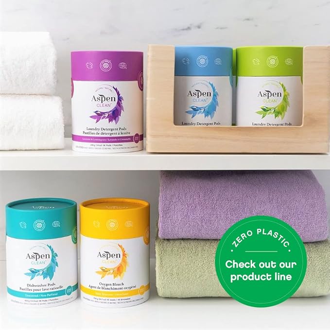 Unscented Dishwasher Pods by AspenClean, Dye-Free, Zero Plastic, Vegan, Eco-Friendly, Natural Dishwasher Detergent, EWG Verified™ - 28 Count (3 Pack)