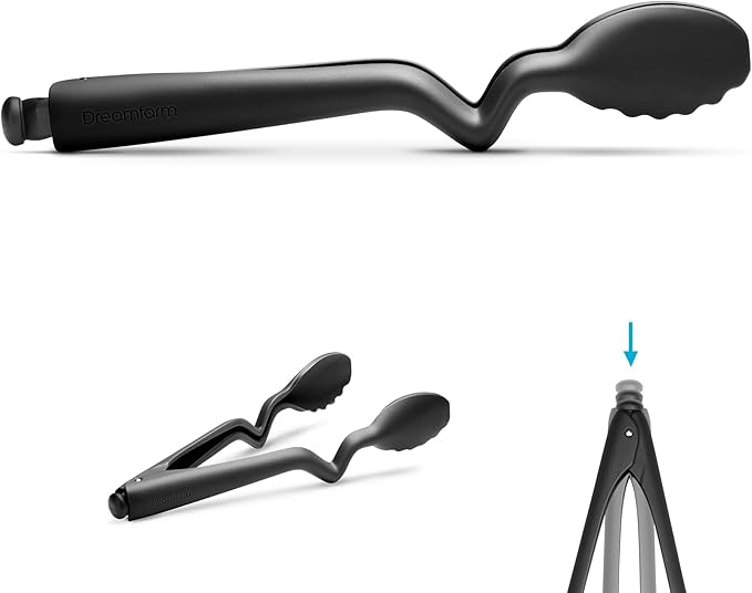 Dreamfarm Clongs Lite Nylon Kitchen Cooking Tongs with Click-Lock Open & Close - 10.5" Black