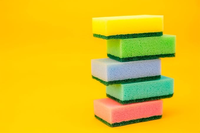 DecorRack 80 Cleaning Sponges, Heavy Duty Dish Sponges, Household Cleaning, Bathroom, Car Wash - Multicolor (Pack of 80)