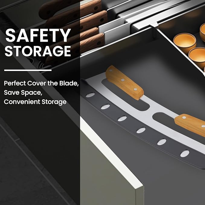 SCHVUBENR 14'' Pizza Cutter Rocker with Wooden Handles - Sharp Stainless Steel Pizza Slicer with Comfort Cover - Large Pizza Knife Cutter Wheel - Easy to Use & Clean - Slice Pizza with Ease