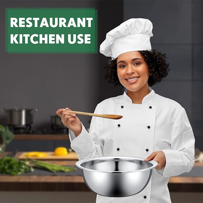 Pinkunn Set of 12 Stainless Steel Mixing Bowls, Nesting Metal Prep Salad Bowl Bulk Kitchen Large Reusable Baking Food Container for Hotel Restaurant Home Cooking, Silver(11 x 3.54 Inch)