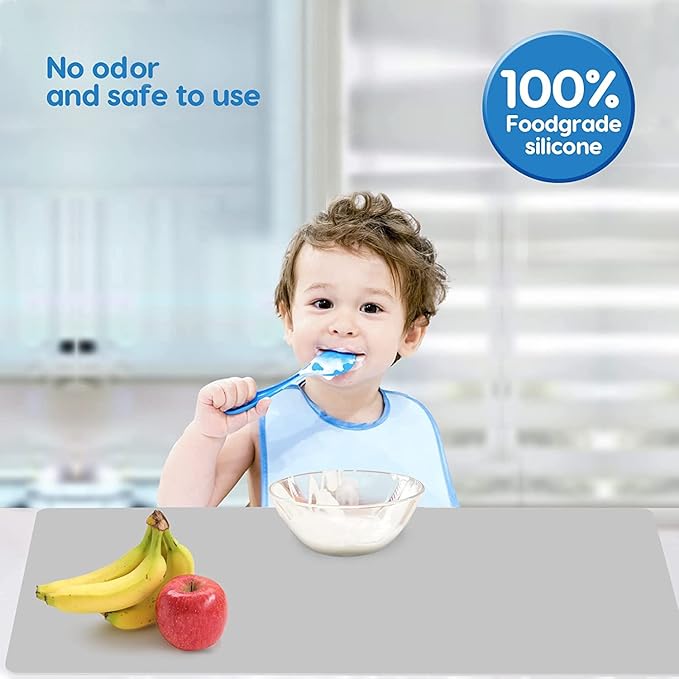 AECHY Extra Large Silicone Mat 35.3"x23.5"x0.08", Multipurpose Silicone Mat Thick Heat Resistant Mat Shipped Rolled Up Kitchen Counter Mat Waterproof Silicone Mats for Kitchen Counter Light Gray