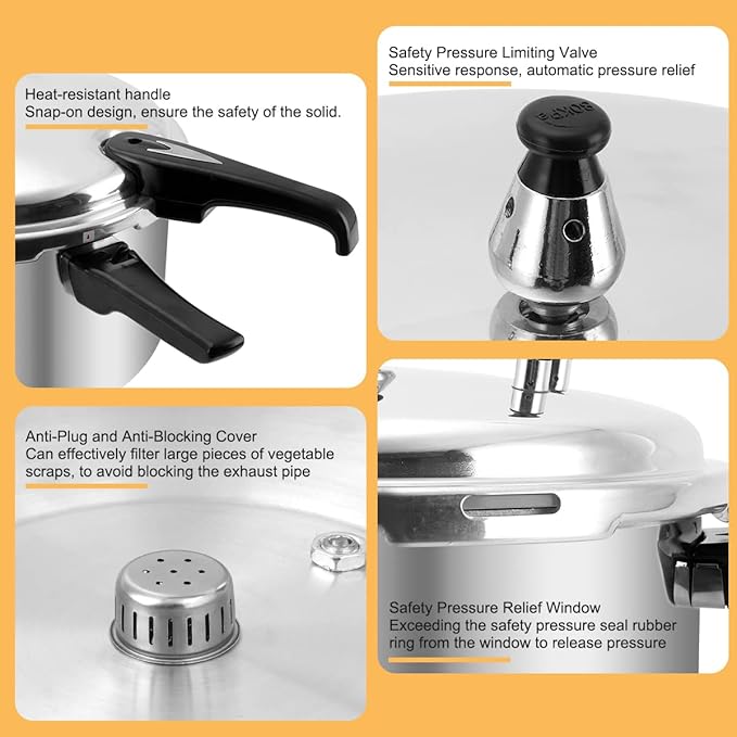 12 Quart Pressure Cooker,Aluminum Pressure Canner w/Canning Rack & Easy Lock Lid for Canning, Steaming