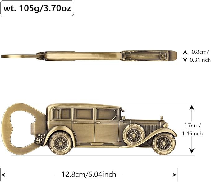 LKKCHER Car Bottle Opener, Classic Car Gifts for Men Him, Birthday Fathers Day Christmas Gifts for Men Dad Grandpa, Vintage Beer Accessories, Bronze with Gift Bag