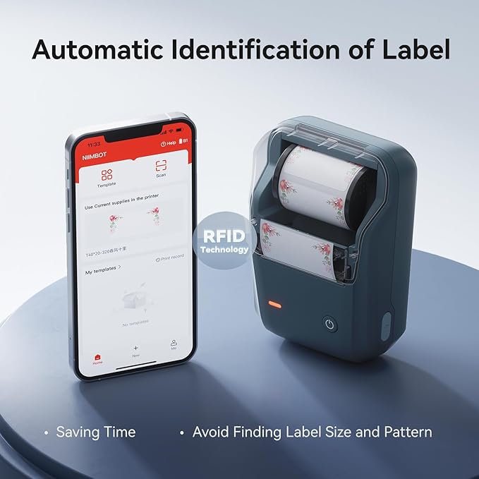 NIIMBOT B1 Label Maker with Tapes, 2 Inch Portable Thermal Label Printer for Home School Office Small Business, Address, Bakery, Crafts, Retail, Support Smartphones & PC,Dark Blue