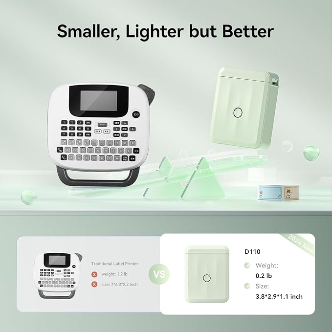 NIIMBOT D110 New Version Label Maker Machine with Tape, Handheld Bluetooth Label Printer, Mini Thermal Printer, Sticker Maker for Organizing Home Kitchen School, Green