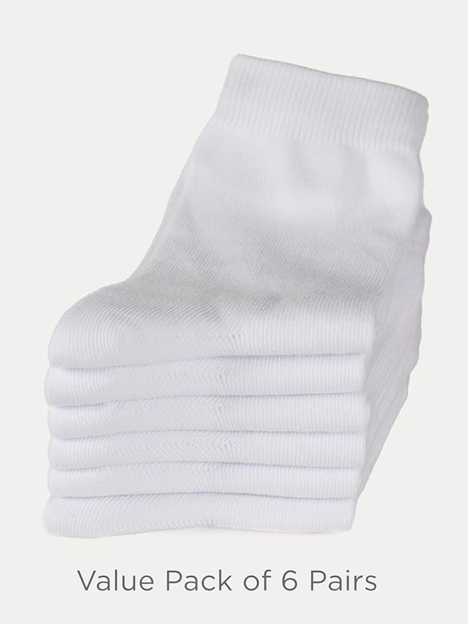 COTTON DAY Unisex Little Kids Youth Boys Girls Soft Cotton Crew Dress Socks Seamless Toe Black White Gray Navy 6 Pack