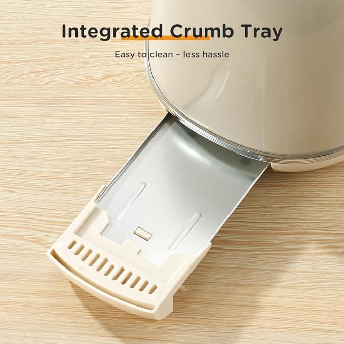 Toaster Retro 2 Slice, Vintage White Toaster with Lid, with Bread Attachment, Preheat, Defrost And Cancel Functions, 6 Browning Levels (Beige)