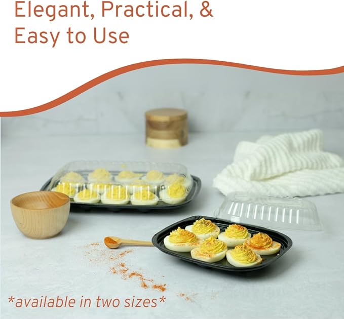 16 Pack - Disposable Deviled Egg Containers with Lid – Plastic Deviled Egg Trays – For 6 Egg Halves