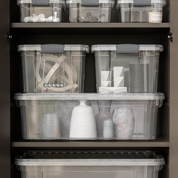 Superio Clear Storage Boxes with Lids, 20 Quart Plastic Container Bins for Organizing, Stackable Crates, BPA Free, Non Toxic, Odor Free, Organizers for Home, Office, School, and Dorm