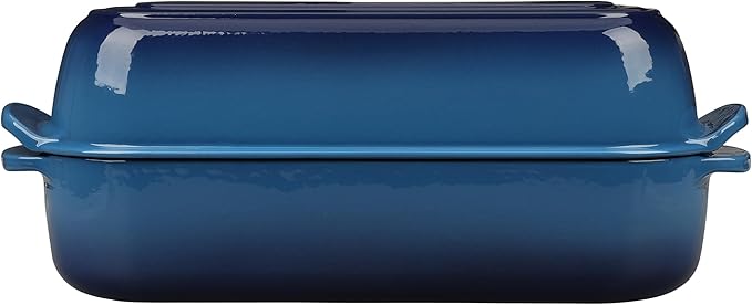 Enameled Cast Iron Loaf Pan with Lid, Dutch Oven for Homemade Bread Baking, 12.5x5.5 inch, 5Qt, Lake Blue