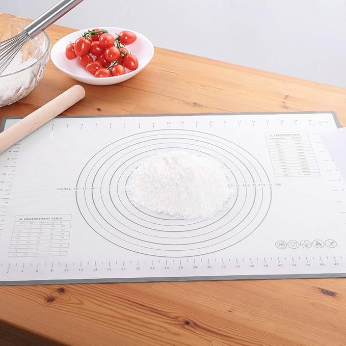 Silicone Baking Mat,Non Stick Rolling Dough with Measurements for Pie Pizza Cookies Fondant Making,Extra Thick Non Slip Silicone Pastry Mat