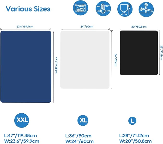 AECHY Silicone Mats for Kitchen Counter 47"x23.6"x0.08”, Largest Heat Resistant Mat Shipped Rolled Up Kitchen Island Silicone Countertop Protector Mat Nonslip Extra Large Counter Mat, Translucent