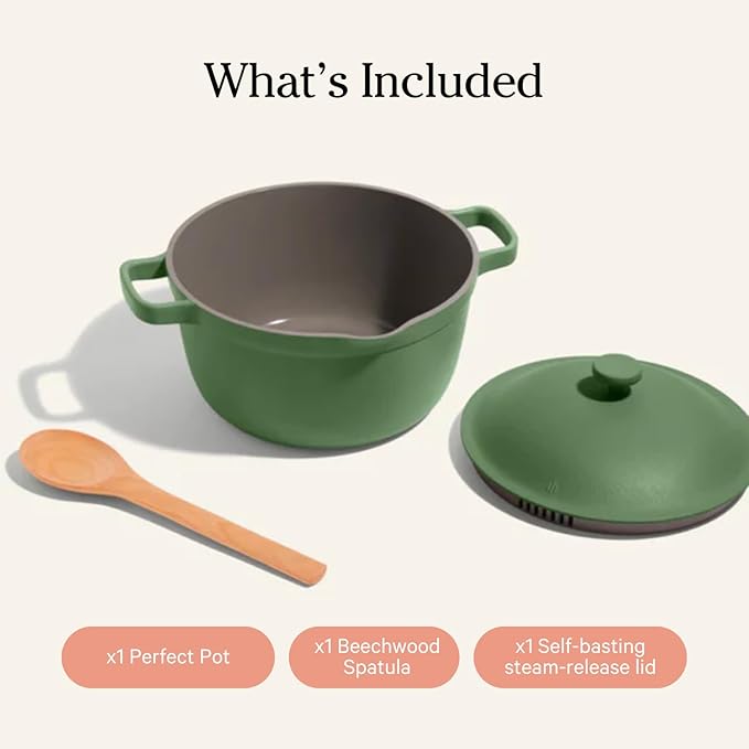 Our Place Perfect Pot - 5.5 Qt. Nonstick Ceramic Sauce Pan with Lid | Versatile Cookware for Stovetop and Oven | Steam, Bake, Braise, Roast | PTFE and PFOA-Free | Toxin-Free, Easy to Clean | Sage
