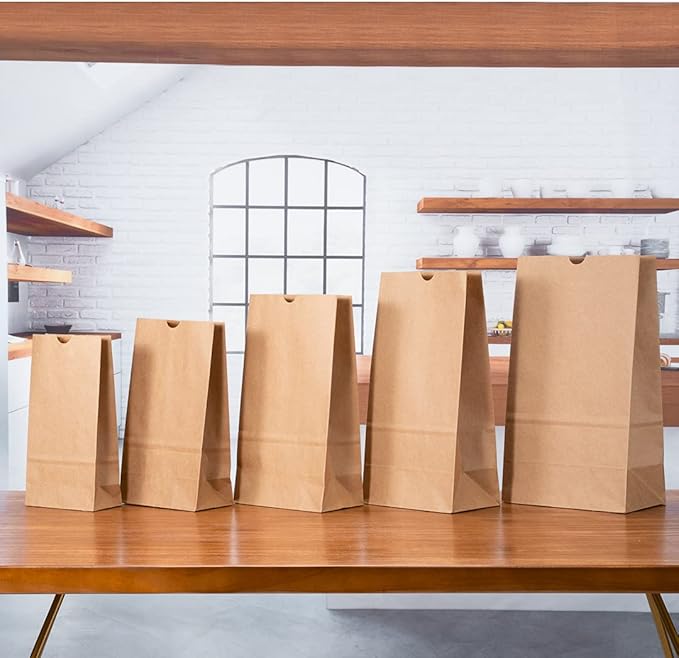 Restaurantware Bag Tek 2 LB Disposable Lunch Bags 100 Sturdy Take Out Bags - Flat Bottom Great For Restaurants Cafes And Bakeries Brown Kraft Popcorn Bags