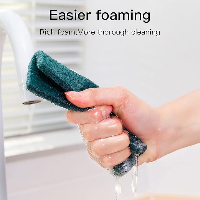 Heavy Duty Scour Pads Sponge Dish Scrubber Non-Scratch Green Reusable Household Scrub Pads for Kitchen and Dish Cleaning Tool (24Pcs)