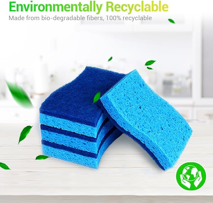 AIDEA Non Scratch Scrub Sponge, 24Count, Sponges for Dishes, Sponges Kitchen, Cleaning Sponge, Cleans Fast Without Scratching, Stands Up to Stuck-on Grime, Cleaning Power for Everyday Jobs