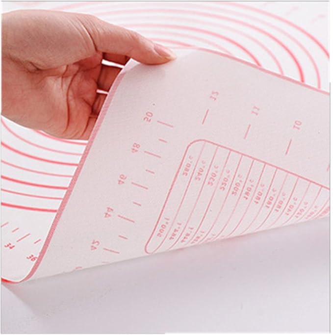 Silicone Baking Mats Set of 2,Large 23.62" x 15.74" Small 11.41" x 10.23",Non Stick Non Skid Pastry-Mat with Measurements (Red)