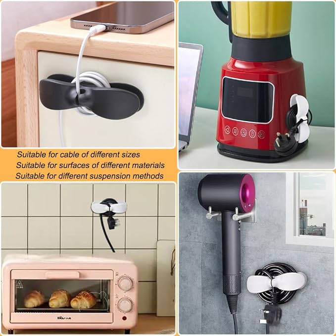 Cord Organizer for Appliances, 10PCS Kitchen Appliance Cord Winder Cable Organizer, Cord Holder Cord Wrapper for Appliances Stick on Pressure Cooker, Mixer, Blender, Coffee Maker, Air Fryer