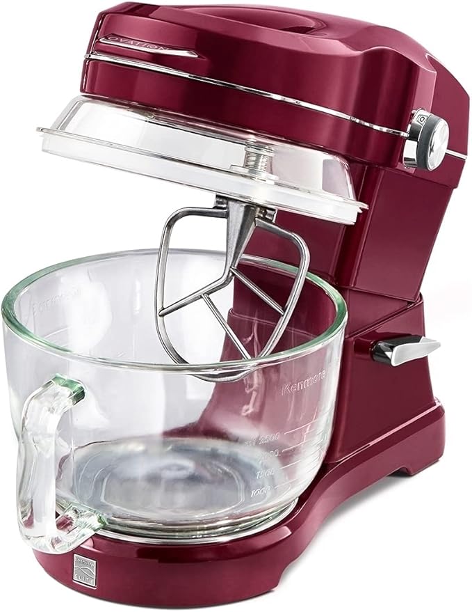 Kenmore 849083 Elite Ovation 49083 Exclusive Pour-In Top, 5 quart Tilt-Head Kitchen Stand Mixer, One Size, Red Burgundy
