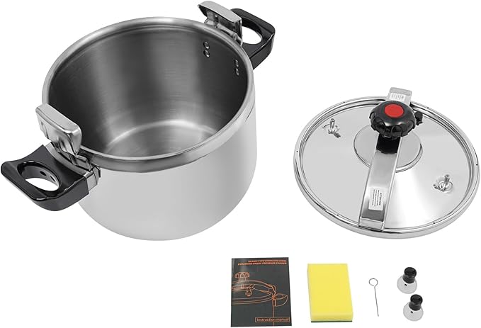 27.5 Quart Pressure Cooker Stainless Steel Pressure Canner, Large Capacity, Commercial Pressure Cooker Clamp On Type, Double Valves for Family or Commercial Use