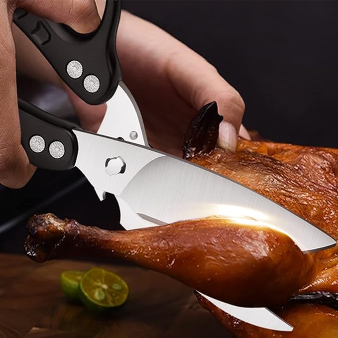 DRAGON RIOT Heavy Duty Poultry Shears - A Must Have Kitchen Shears for Chicken and Meat Cutting - Dishwasher Safe and Stainless Food Kitchen Scissors for Thanksgiving(Black)