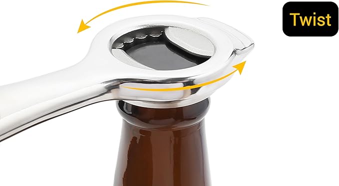 Midnight Open All-in-One Bottle and Can Opener, Ergonomic Design, Stainless Steel