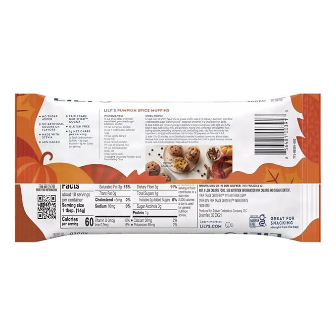 Lilys Chocolate Pumpkin Spice Baking Chips 9 Oz 3 Pack
