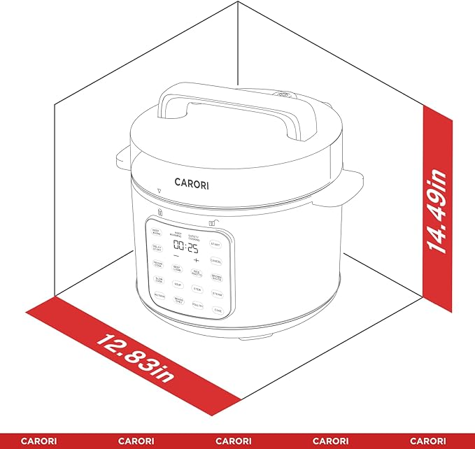 9-in-1 Electric Pressure Cooker 6 Qt, Programmable Multi-Function with Safer Vent, Olla de Presion, Rice Cooker, Slow Cooker, Steamer, Sauté, Warmer & Sterilizer, 1000W, Stainless Steel
