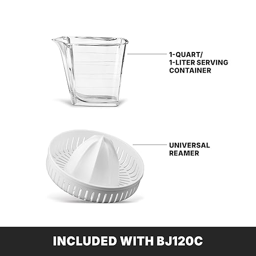 Waring Commercial BJ120C Compact Citrus Juicer, 120V, 5-15 Phase Plug,White, 34 Ounce
