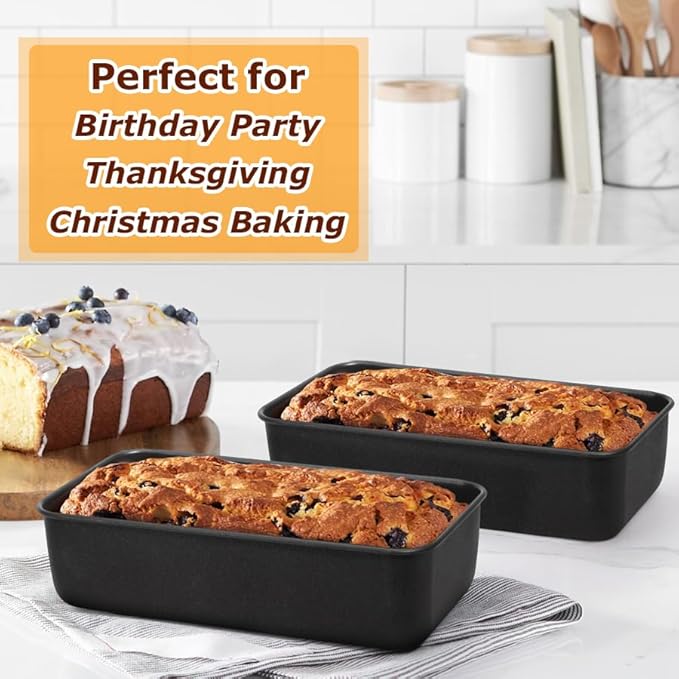 LIANYU 3 Pack Nonstick Loaf Bread Pan, 9x5 Inch Baking loaf Tin, Stainless Steel Meatloaf Pan Tin for Baking Banana Sandwich Bread, Dishwasher Safe