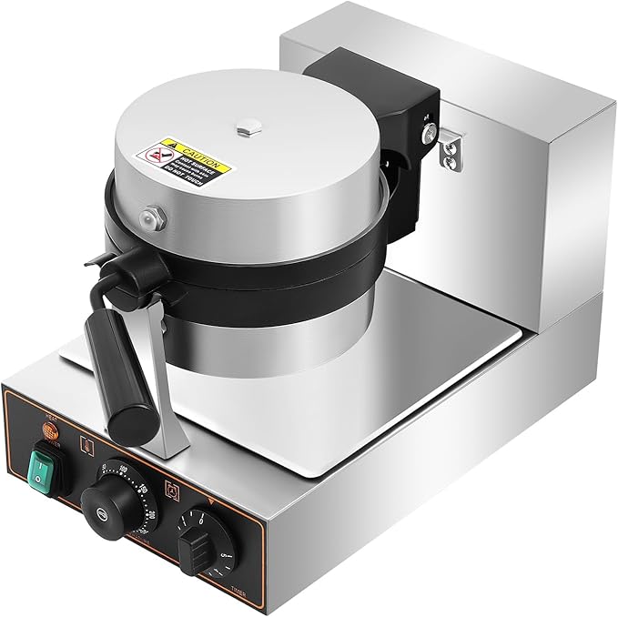 Burger Waffle Maker, Belgian Stainless Steel Nonstick Plates Waffle Burger Maker Machine, Time & Temperature Control, Cool Touch Thick Handle, Panini Press Machine for Baking Delicious (Single Head)