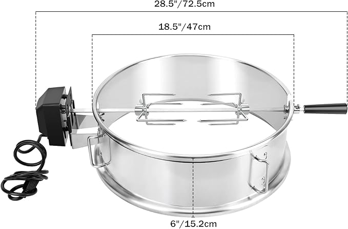 only fire Stainless Steel Multi-Purpose Rotisserie and Pizza Combo Kit for Weber 18" and Other Similar Kettle Grills - Include Pizza Peel and Pizza Stone