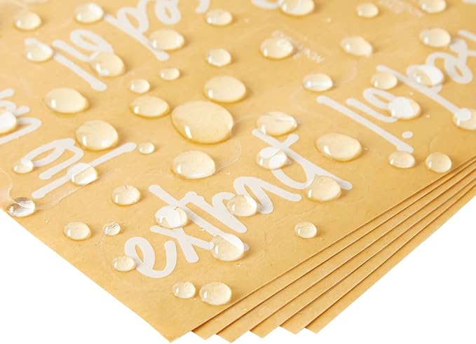 Talented Kitchen Labels for Oil Bottles & Vinegar Dispensers - 132-Count White Vinyl Glossy - Various Sizes - Oil Bottle Stickers & Condiment Labels for Kitchen Organization